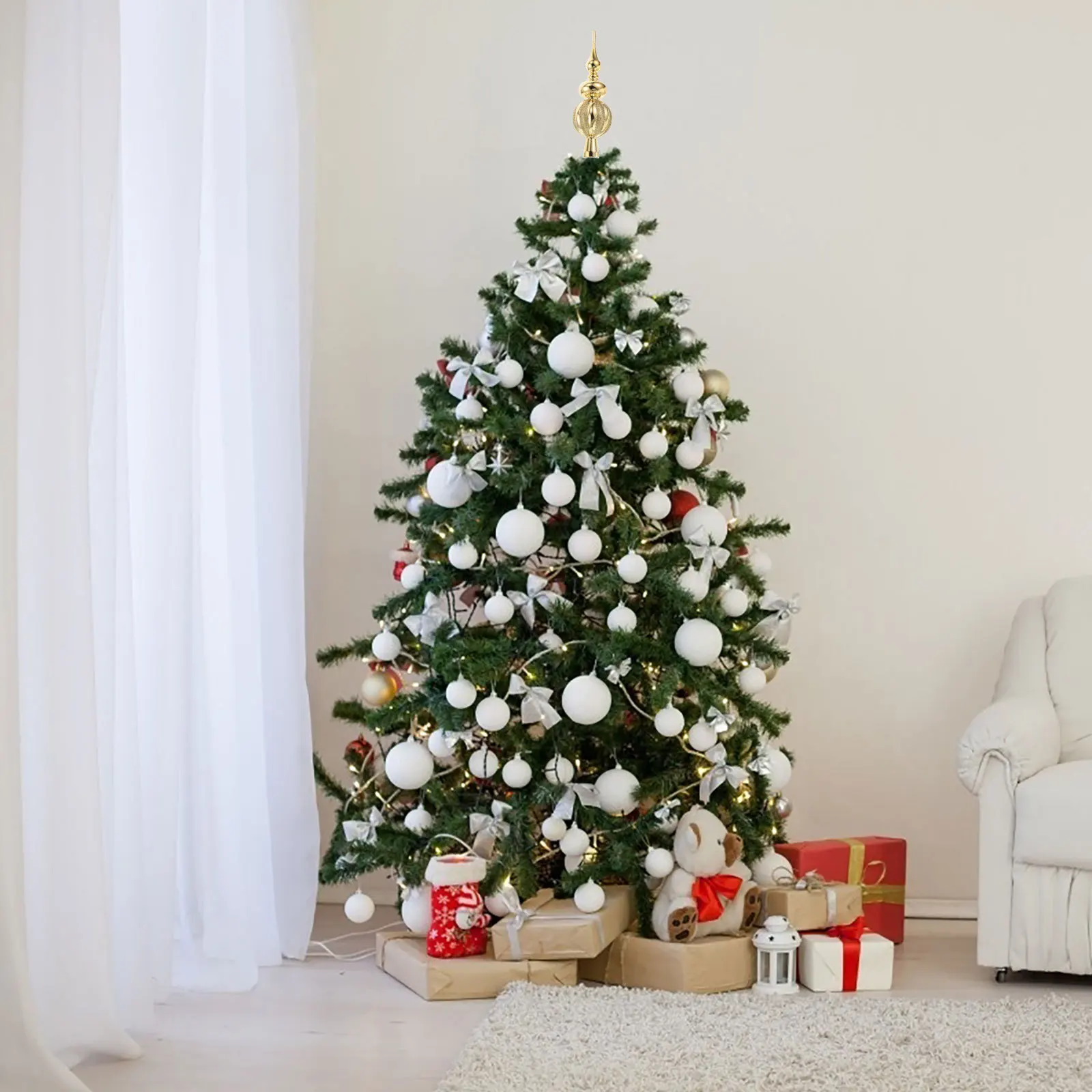 

Spherical Christmas Tree Topper Plastic Xmas Tree Decoration Festive Party Supplies Xmas Treetop Christmas Decoration