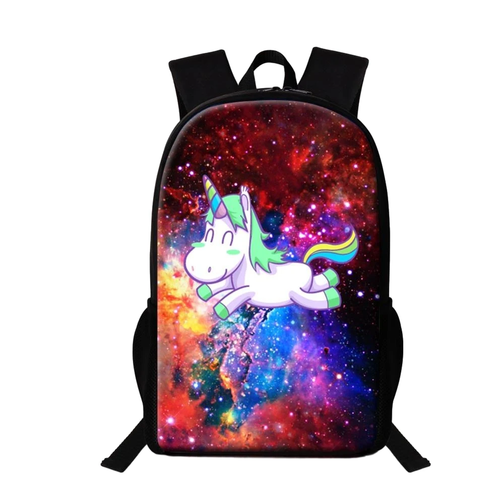 Tas sekolah anak kartun Unicorn, tas ransel kasual Untuk remaja laki-laki perempuan, tas sekolah semesta Galaxy, tas buku anak-anak