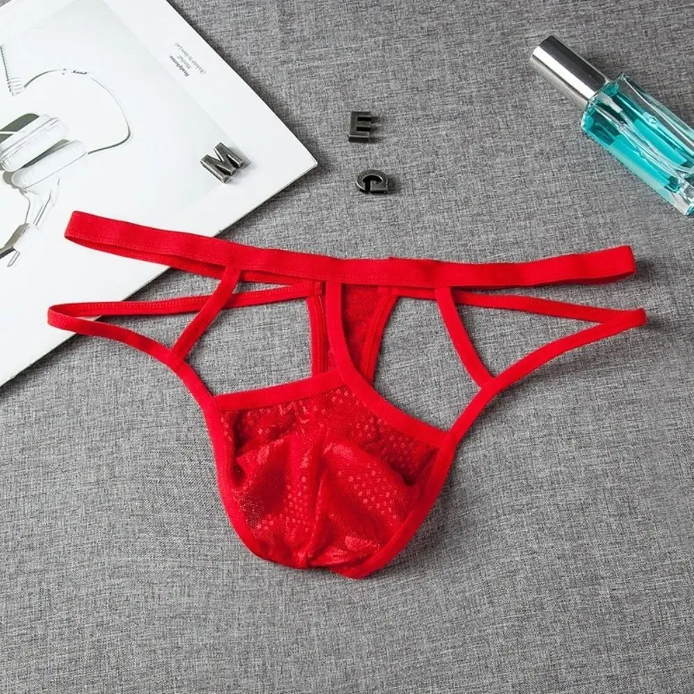 Soft Comfortable Low Waist Men Mesh Thongs Thin Strap Underpants Men's Transparent Panties Underwear Lingerie Male Briefs Male