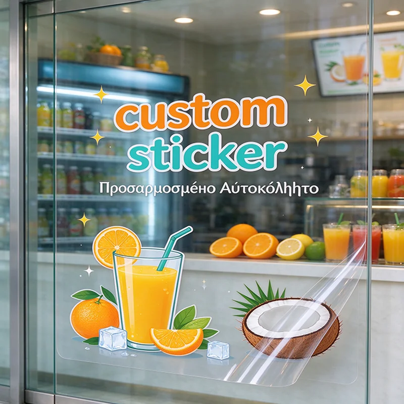 Custom Transparency sticker Sunburn No curled edges For Decor glass window film，surface-applied labeling simplified installation