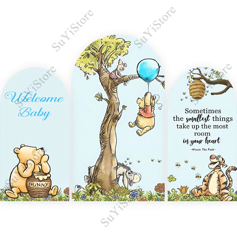 Winnie the Pooh Arch Hintergrund Kinder Geburtstags feier Dekoration Wand benutzer definierte Fotografie Hintergrund für Foto Requisiten