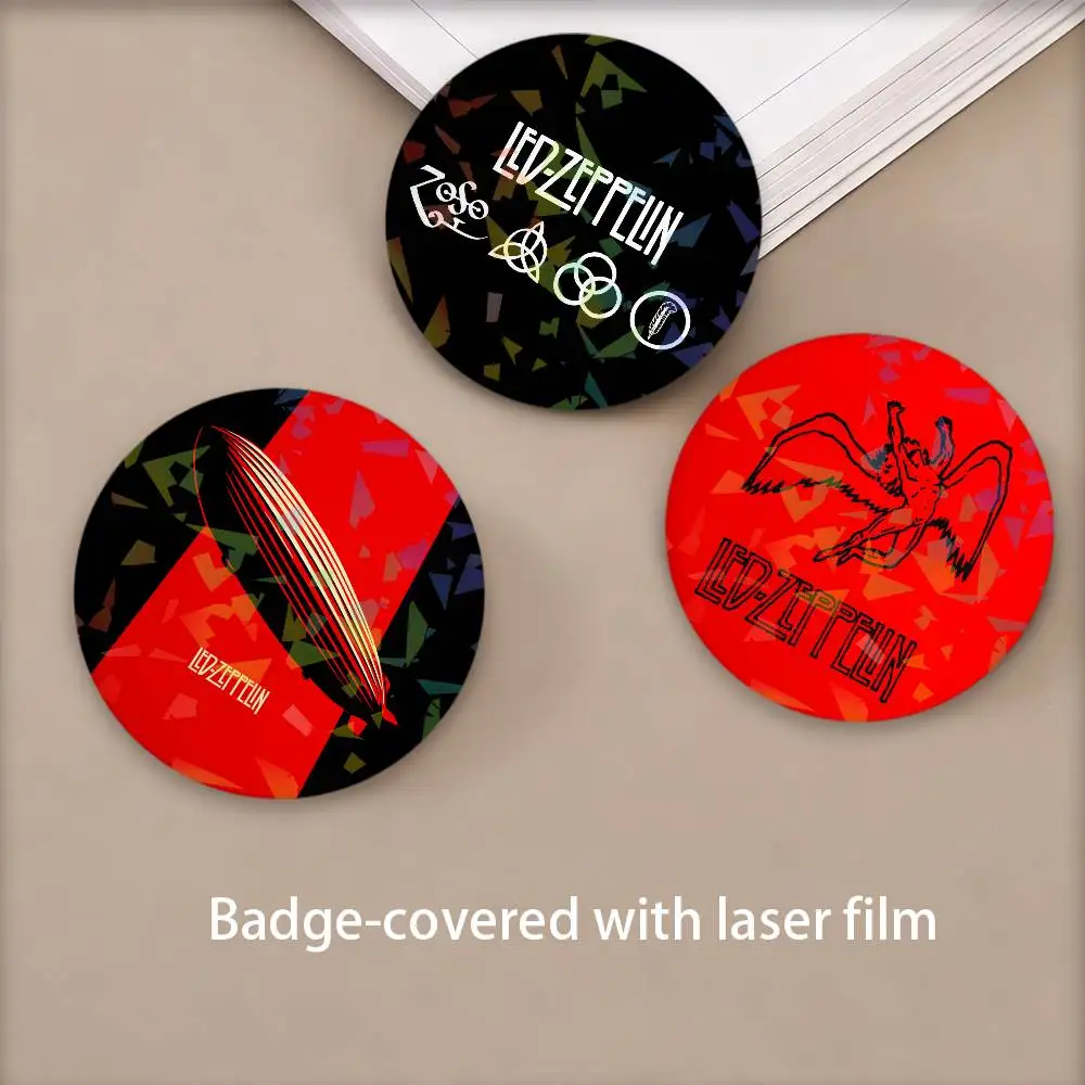 Band L-Led Z-ZeppeliN-N Round Badge Lapel Pins for Backpacks Briefcase Laser Brooch Clothes Gifts