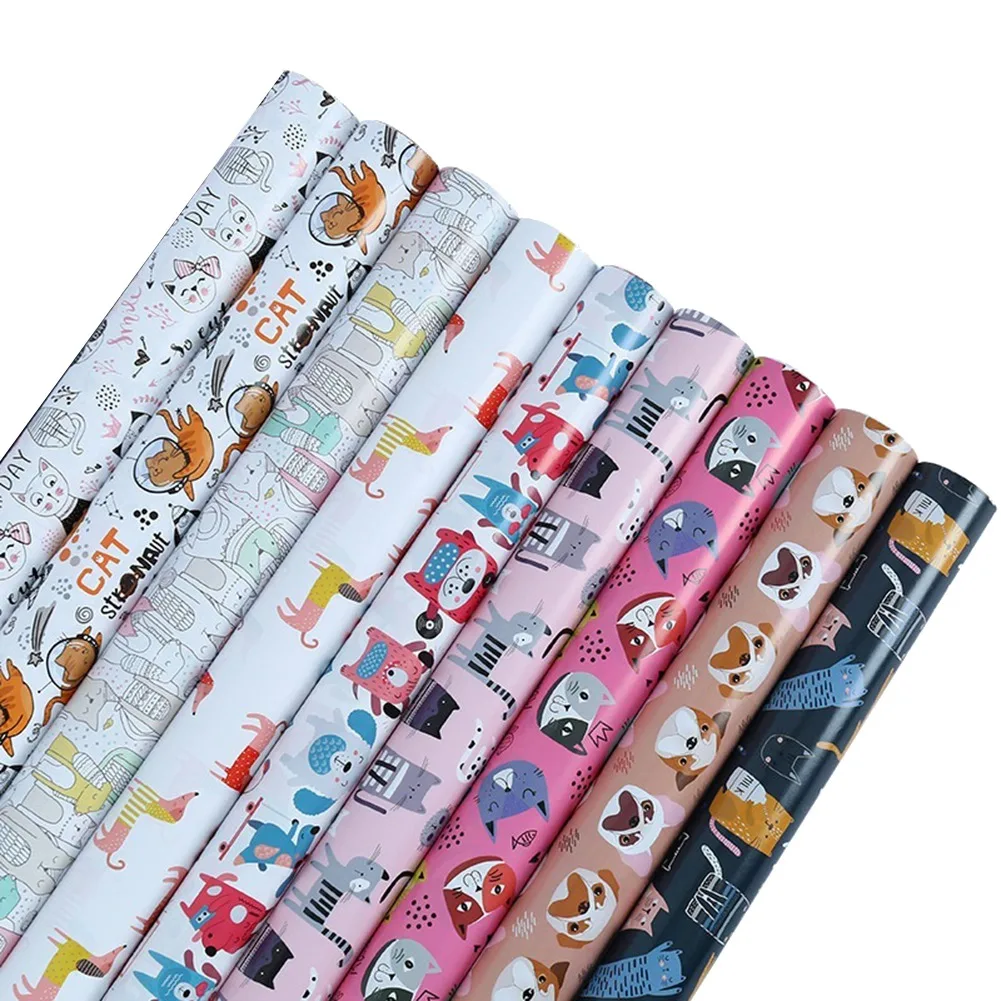 

Wrapping Paper Sheets,Pet Pattern Birthday Wrapping Paper 9Pcs,Present for Kids