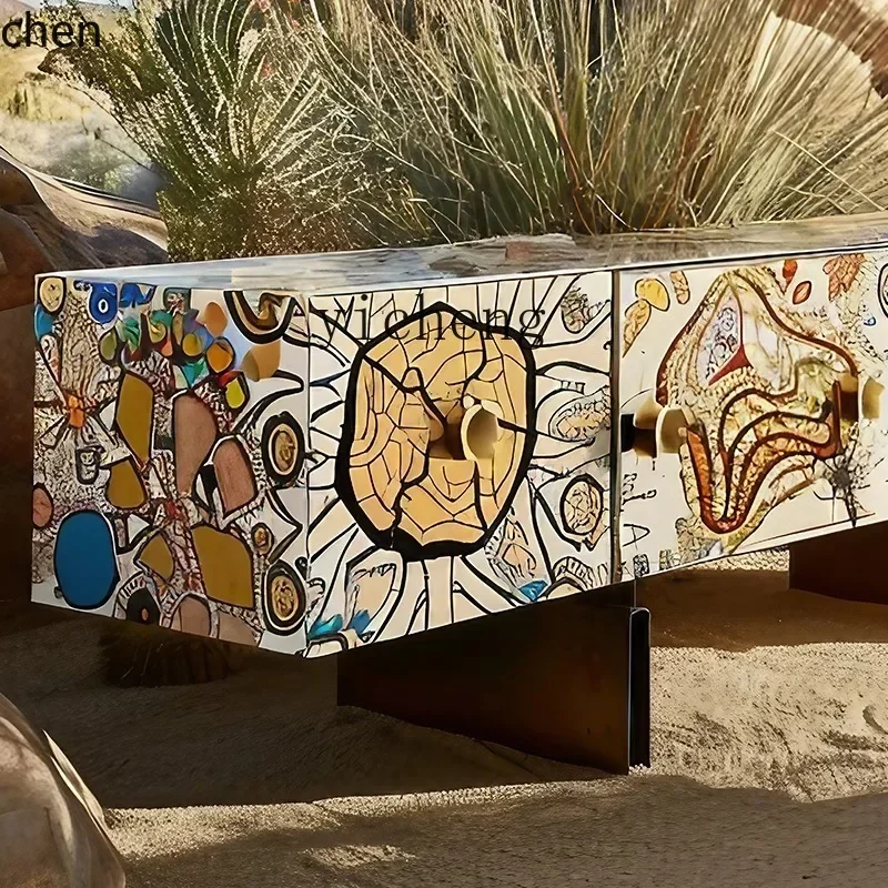 w28- lig luxury TV cabinet love creation joint painting art storage cabinet