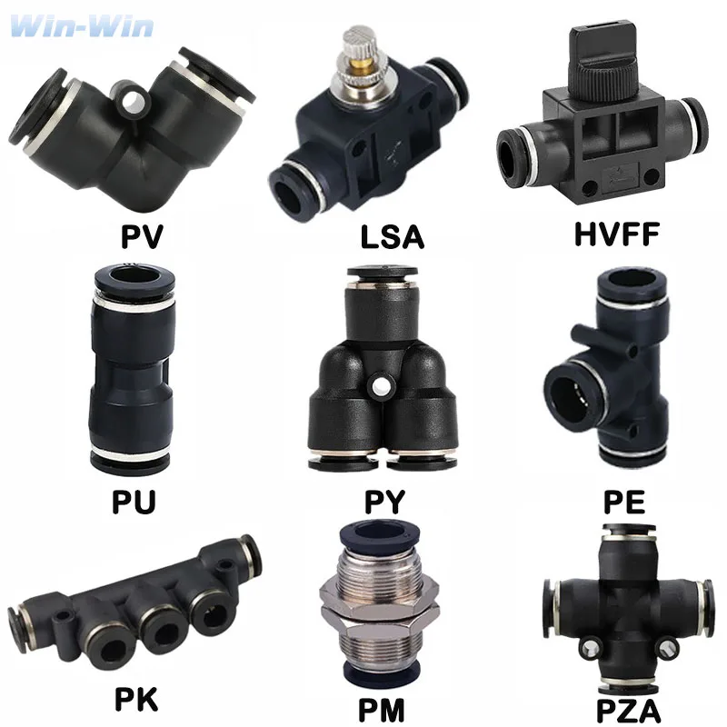 

Black Pneumatic Fitting High Quality Pipe Connector Tube Air Quick Fittings 3/4/6/8/10/12/14/16mm PU PY PK PE PV SA HVFF PZA PM