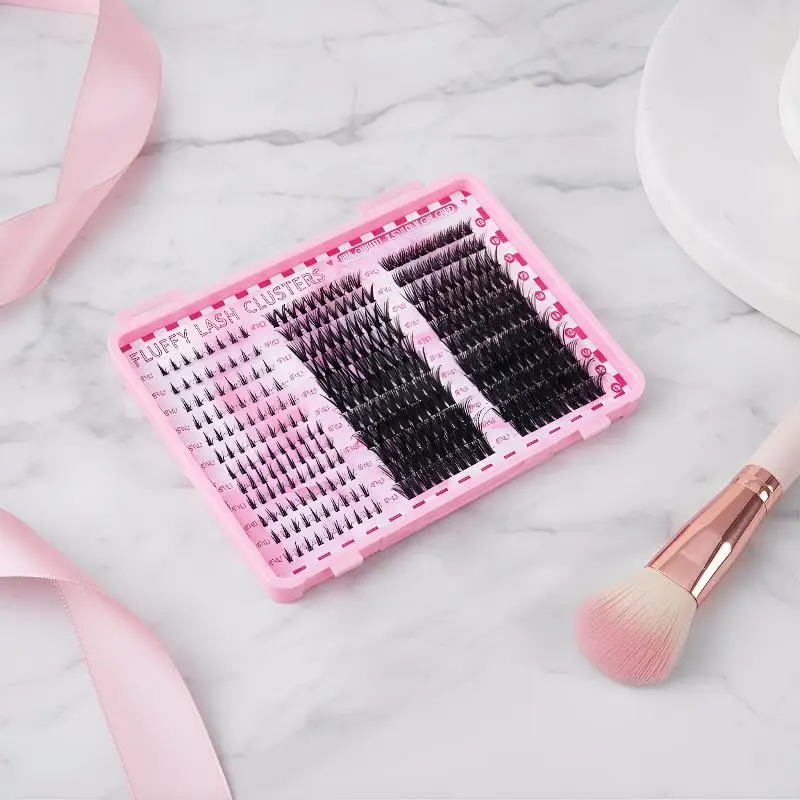 

9 16mm D Curl Flat Mixed Lash Cluster Kit DIY Eyelash Extension for Salon Style Voluminous Look at Home