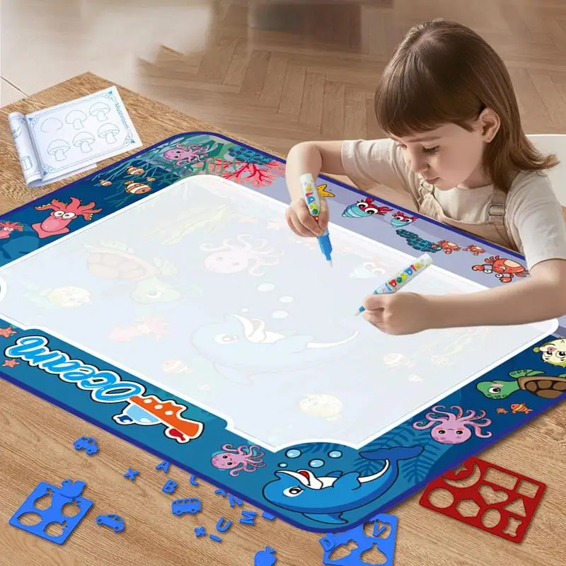 Water Doodle Mat Reusable Painting Writing Doodle Board Toy Washable Toddler Painting Writing Cloths For Children Girls Family