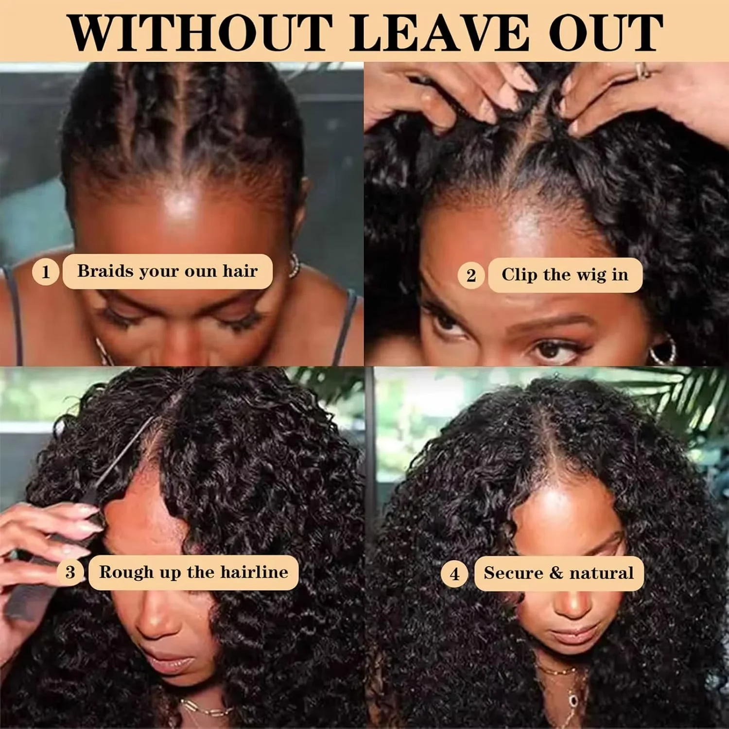 200% الكثافة مجعد U V جزء شعر مستعار شعر الإنسان لا ترك لا الغراء البرازيلي عميق مجعد موجة U جزء باروكة من شعر طبيعي للنساء #3