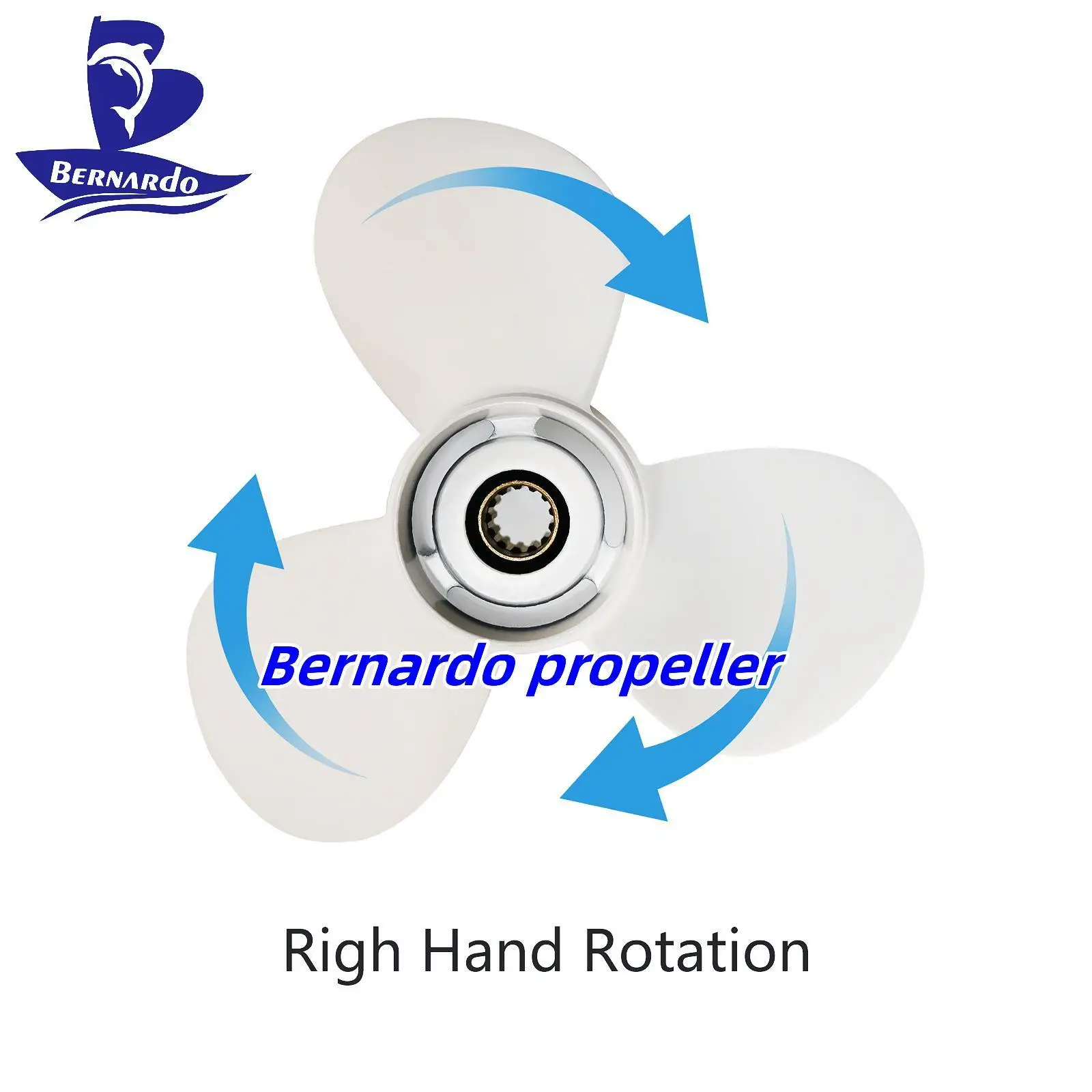 Bernardo Boat Propeller 11 1/8X13 Fit Yamaha Outboard Engines 25 30 40 48 50 55 60 HP Aluminum Screw 3 Blades 13 Tooth Spline