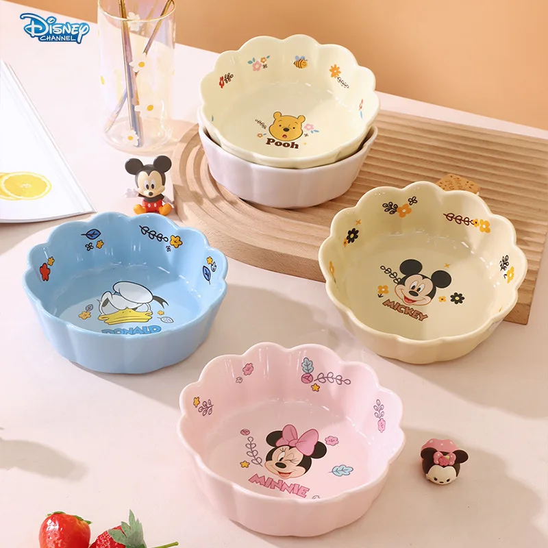 Disney Mickey Mouse Mickey Minnie ceramic full color glaze lace rice bowl household cartoon tableware kitchen dinner bowl