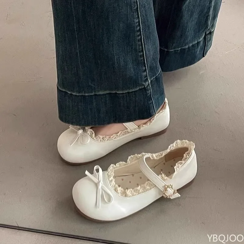 ربيع جديد جولة رئيس الفم الضحلة فراشة عقدة لينة وحيد عدم الانزلاق حذاء مسطح المرأة أحذية عصرية متعددة الاستخدامات