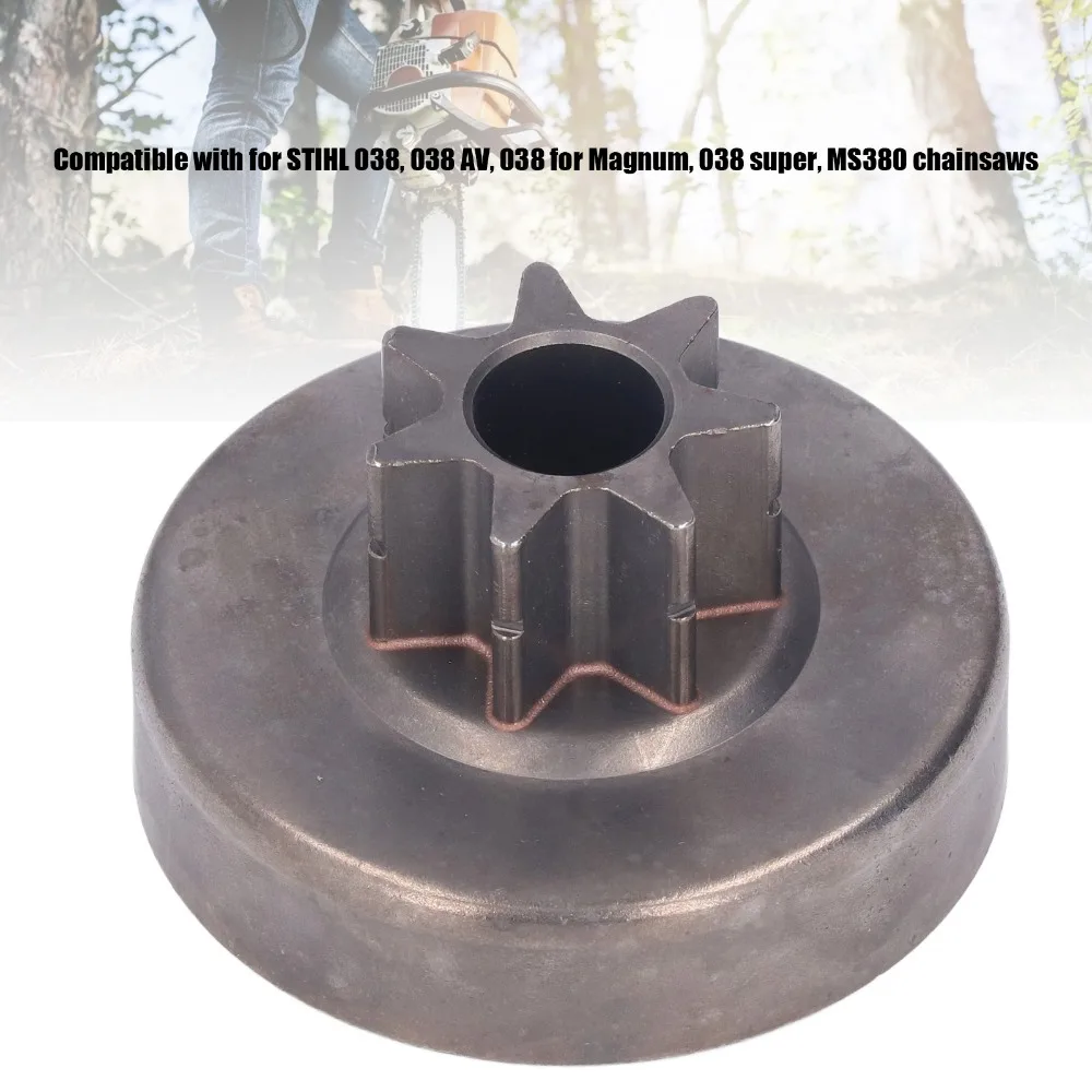 Durable 7 Teeth Clutch Drum Sprocket Silver Iron Chain Sprocket Easy to Install Compact Clutch Drum Assembly for STIHL 038 MS380