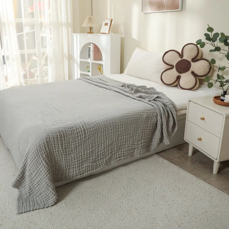 Battilo 100% Cotton Muslin Throw Blanket 6-Layer Lightweight Breathable Boho Design for Sofa Couch Bed Large Size Blanket