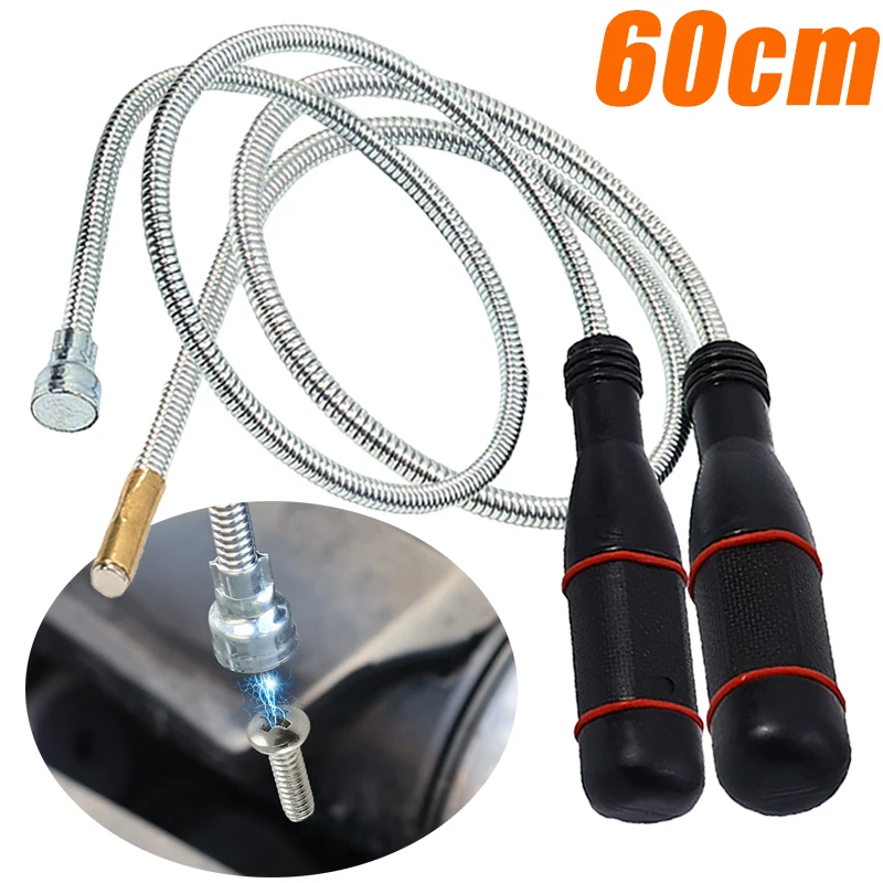 ポータブル多機能修理ツール、曲げ可能で強力な磁気ピックアップツール、車のネジ部品、吸引スプリンググラバー、60cm