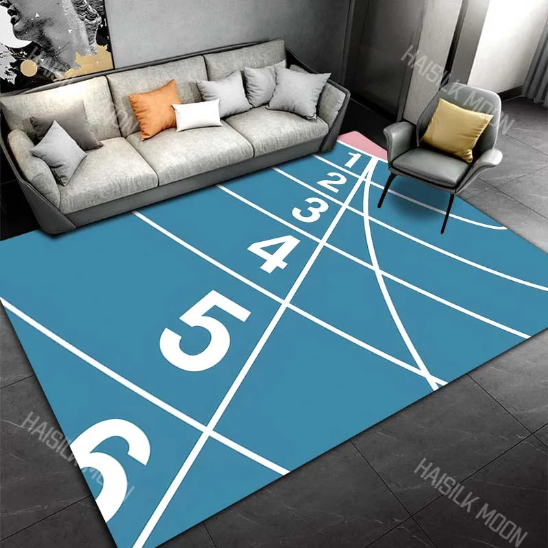 Curved Track Number Markings Print Carpet Rug for Living Room Bedroom Sofa Doormat Home Decor Non-slip Floor Mat