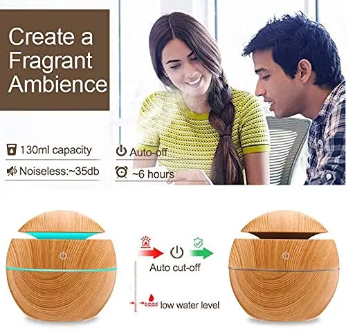 Diffuser Aroma kayu gelap untuk minyak esensial-Diffuser aromaterapi-rumah, kantor, ruang Yoga-LED berubah warna