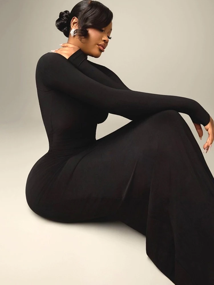 Sexy Black Bodycon Dress for Women Low Back Dress Spring Summer Full Sleeve Mermaid Evening Dress Elegant Maxi Dress for Event view 5