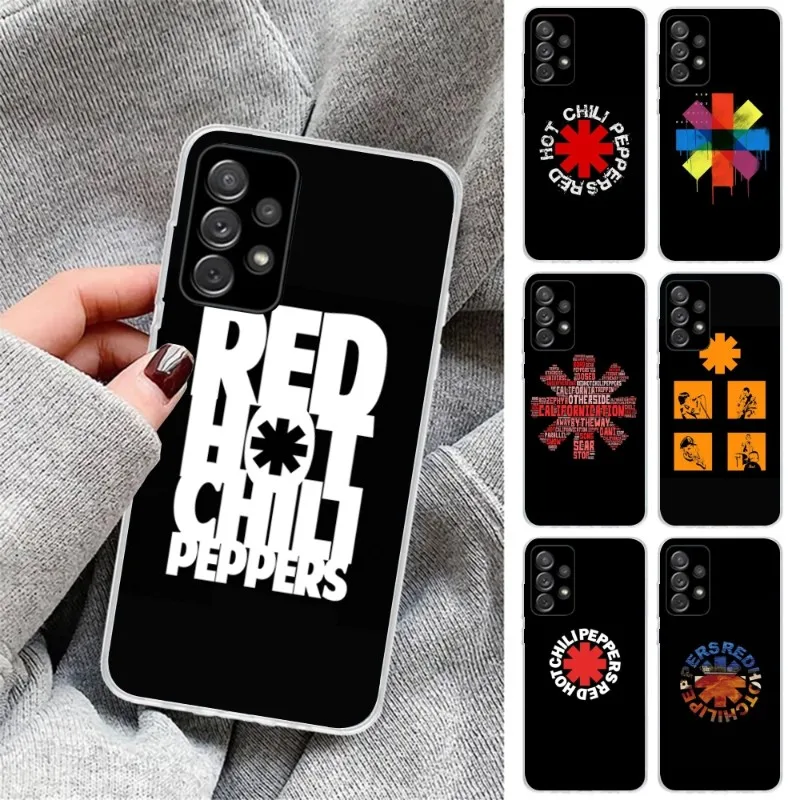 Red RHCP P-Peppers Phone Case for Samsung Galaxy S23 S22 S21 Plus Ultra A12 A32 A53 Clear Cover Funda Shell