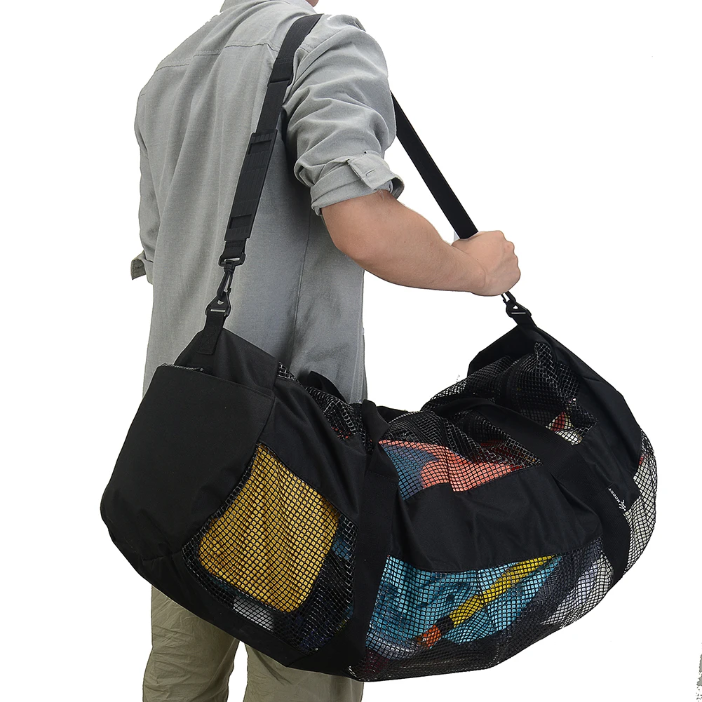 

Portable Mesh Tote with Adjustable Strap Multifunctional Mesh Duffel Bag Large Capacity Mesh Gear Bag for Outdoor Beach Swimming