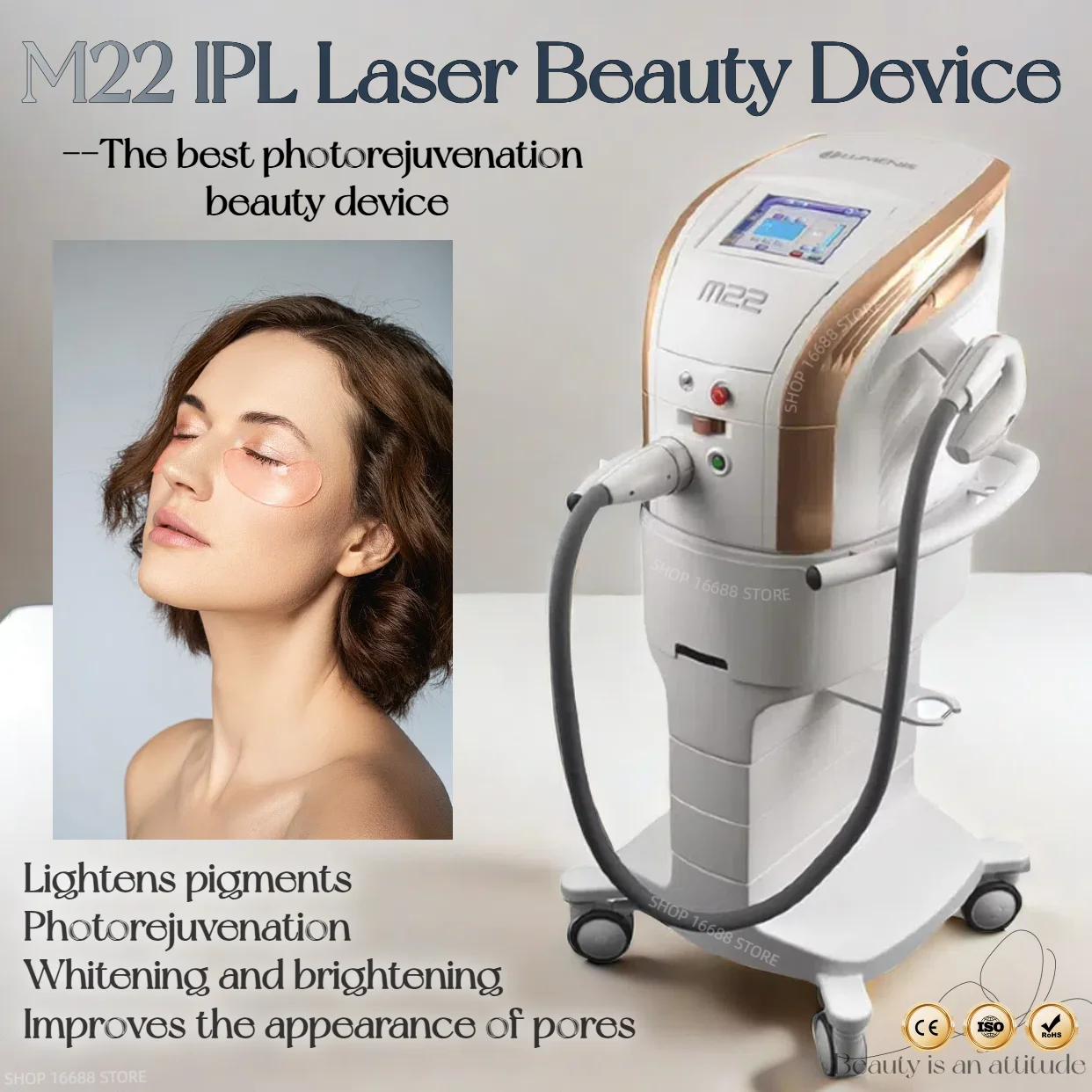 

Multi M22 IPL Aesthetic Laser OPT E-Light Hair Removal Machine Acne Treatment Vascular Removal Application Skin Rejuvenation