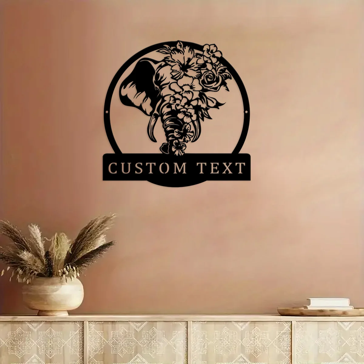 

Custom Elephant Floral Monogram Metal Sign Art ,Custom Elephant Floral Metal Sign, Elephant Wall Hanging For Decoration