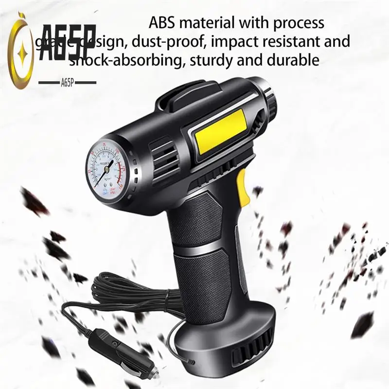 A65p-gonfiador de pneus compressor de ar portátil bomba de pneu de carro com medidor de pressão 150psi bomba de ar portátil para carro bicicleta esporte bola