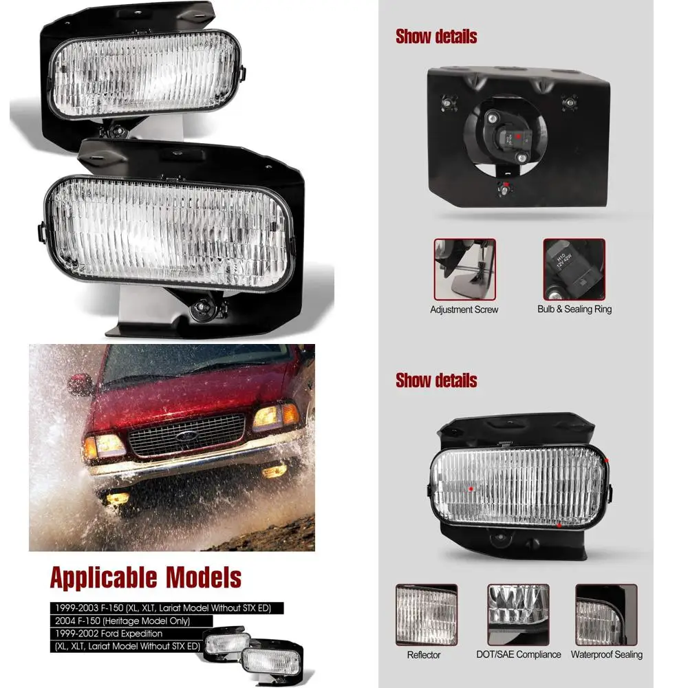 

Front Fog Lights Replacement for 1999-2003 Ford F-150 & 1999-2002 Expedition (XL, XLT, Lariat) - Clear Lens Pair