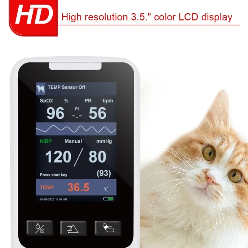 Lorvmed  SM50 Hand‑held Animal Vital Signs Monitor Measure SPO2 NIBP TEMP Multi‑index Detection For Feline Pets