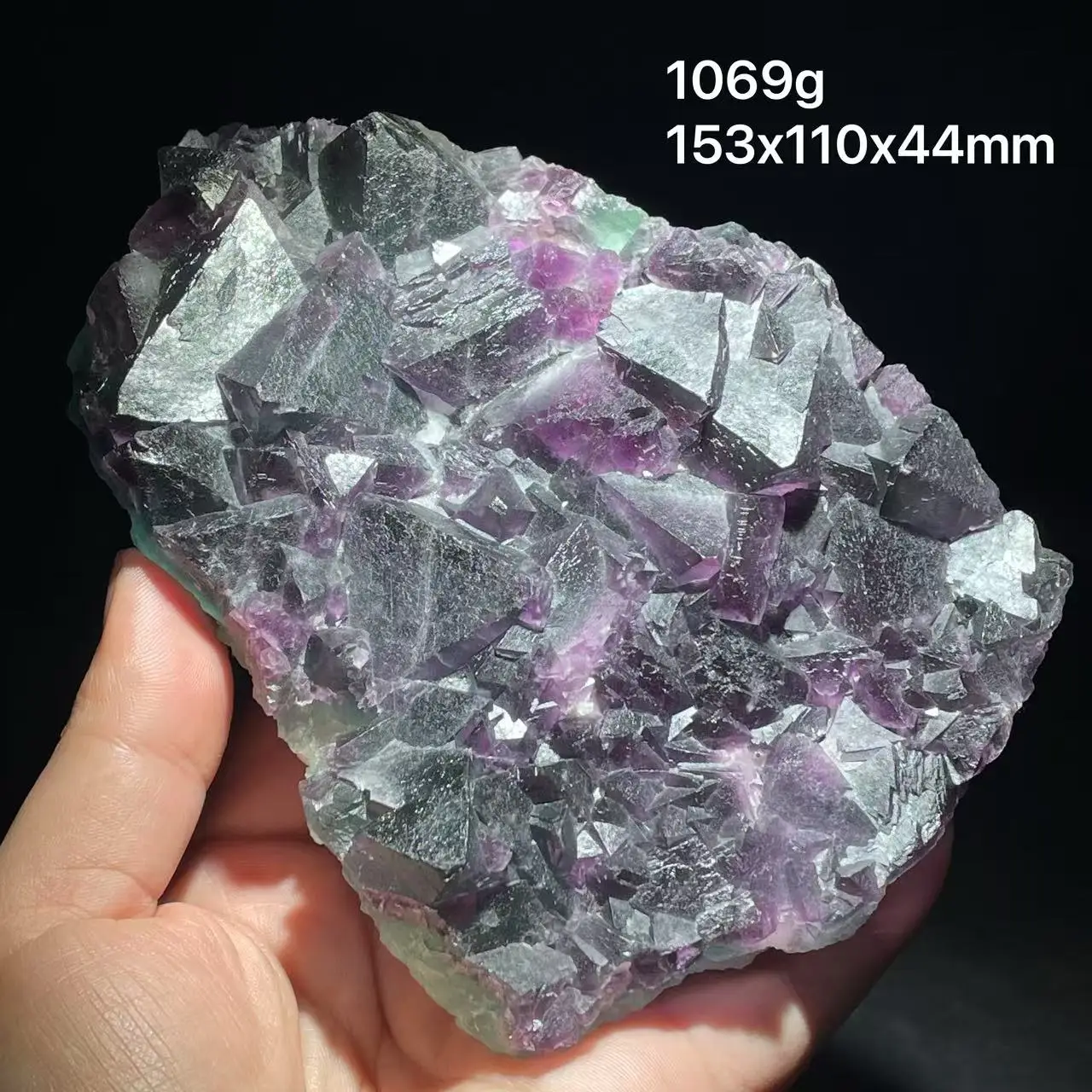 100% natural purple green fluorite quartz UV blue mineral specimen from Zhejiang