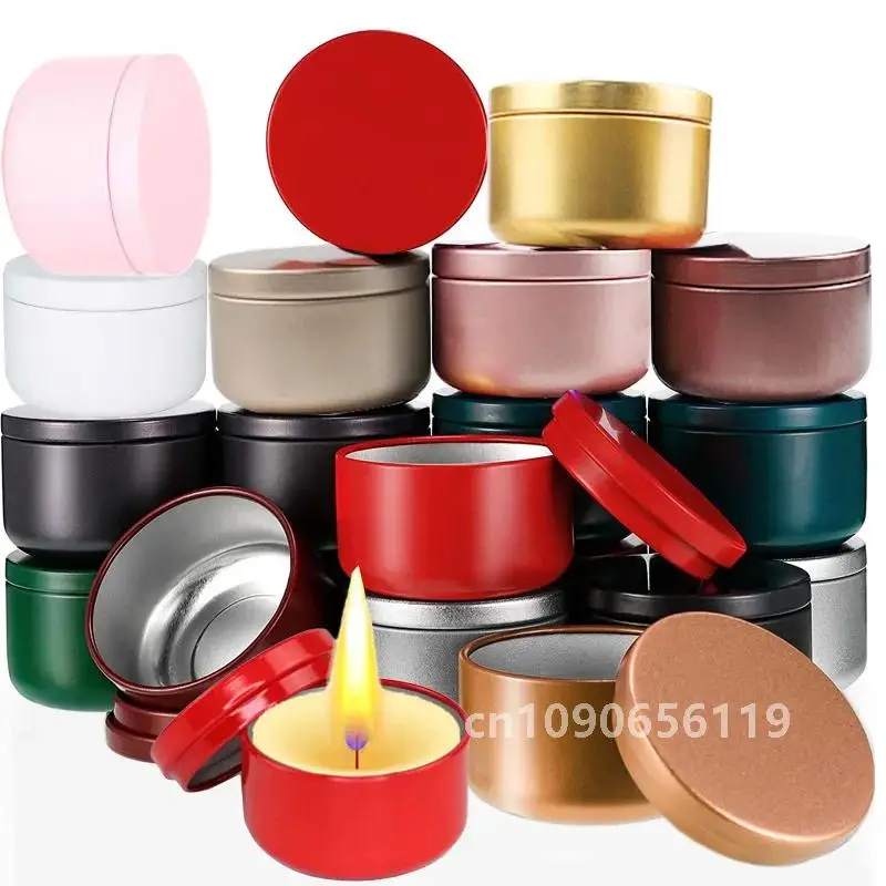 20/50/80/100pcs Aluminum Candle Tin 50ml Round Candle Containers Cosmetic Jar Oil Cream Pot Aromatherapy Sealed Metal Can Travel