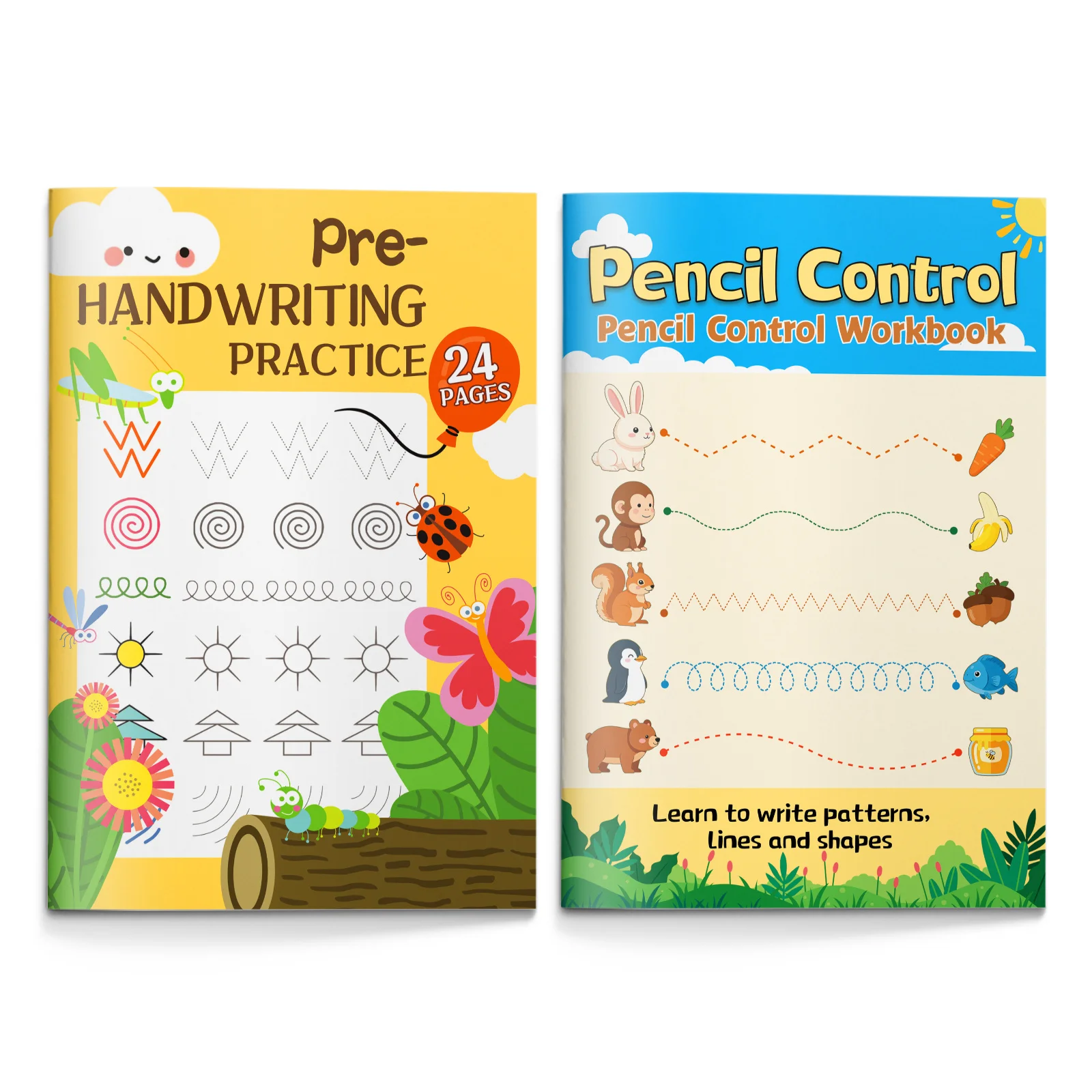 Master Pencil Control Through Play, 2-Volume Pre-Handwriting Activity Collection with Animal Paths, Lines, Spirals, Loops