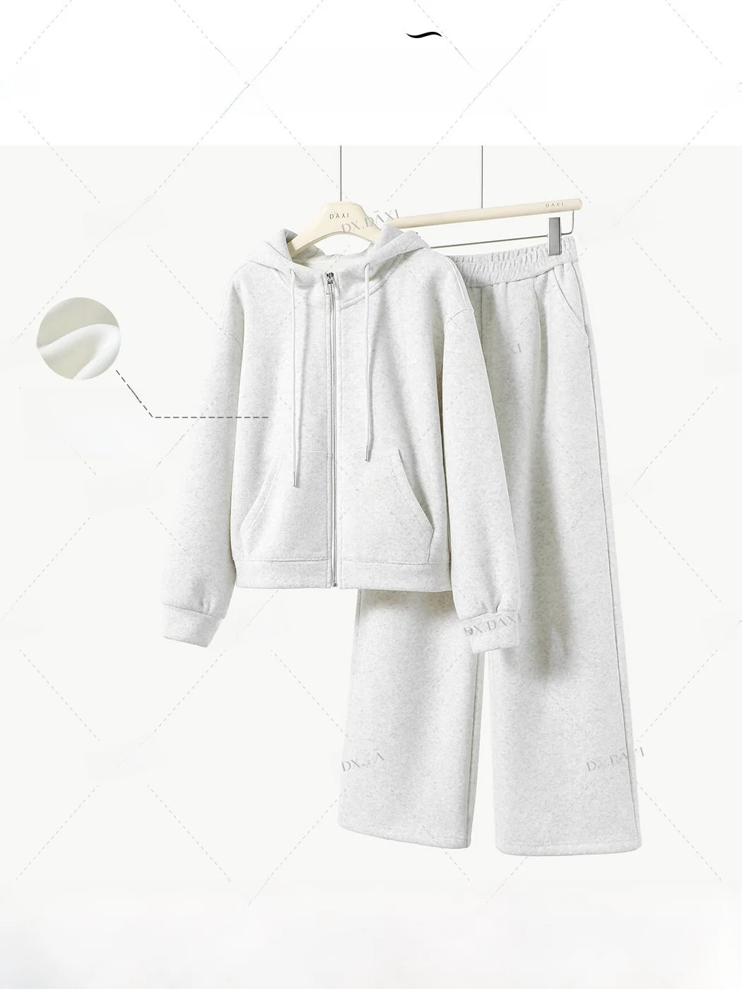

Fleece Lined Hoodie And Wide Leg Pants Set Women's Lazy Zip up Top Bottoms Two Piece Suit Comfortable Breathable Winter Outfit