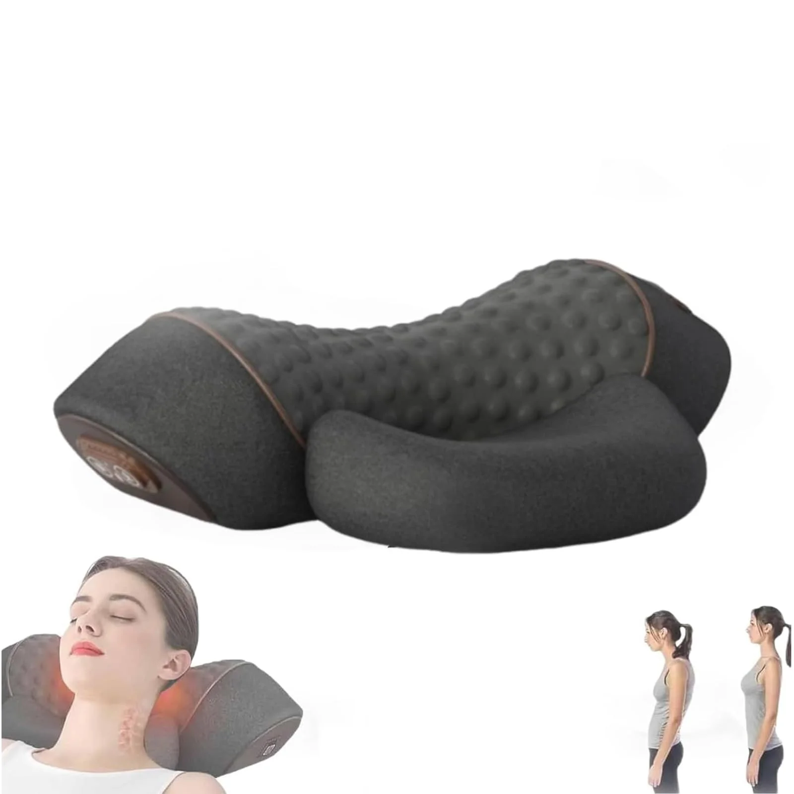 Massage Neck Hump, Traction Massager with Heat, 3 in 1 Neck Massage Pillow Heated Massages Necks Pillows Heated Traction