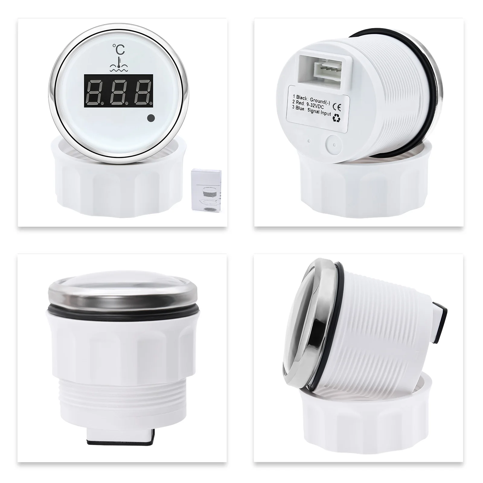 Red Light 0~120℃ Water Temp Meter+Sensor Digital Water Temperature Gauge with Alarm for Car Marine Yacht Boat 12V 24V Customized