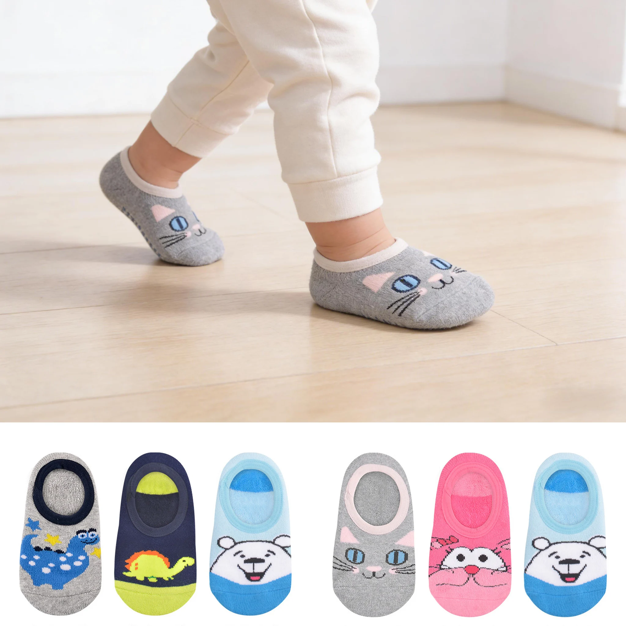 Baby Non-Slip Floor Socks Autumn Winter | 0-3 Years Unisex Toddler Socks with Silicone Dots | Warm Soft Infant Socks for Boys Gi