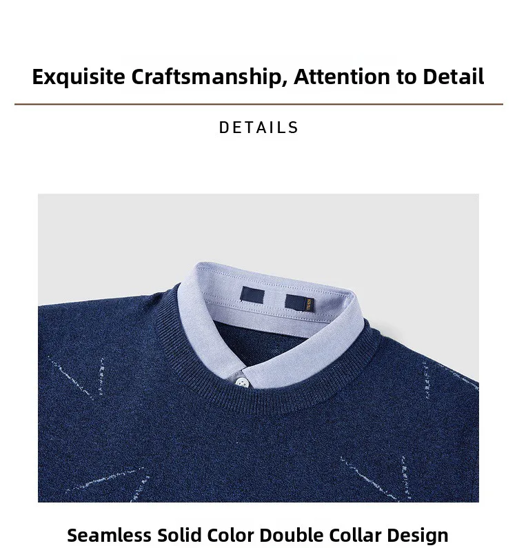 

Повседневный вязаный свитер, мужской пуловер с воротником, искусственный двухсекционный осенне-зимний полиэстер, вискоза, нейлоновая ткань, дышащая, удобная