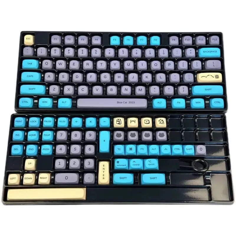 126 Keys MA Profile Keyboard Keycaps Blue Cat PBT Thermal Sublimation Mechanical Keyboard Cherry MX Keycap