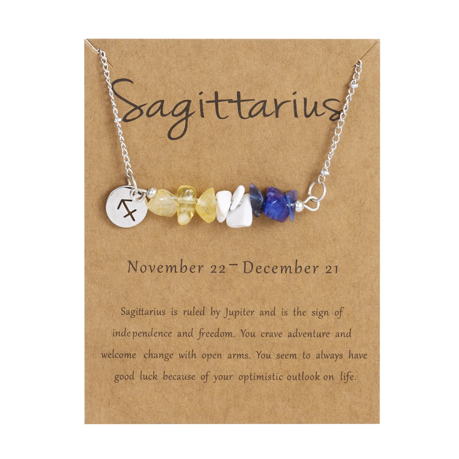 Wassermann-Sternzeichen-Halskette für Damen und Herren, natürliche Kristallsplitter, Edelsteine, Edelstahlkette, Horoskopkarte, Schmuck, Geburtstagsgeschenk – Detail 15