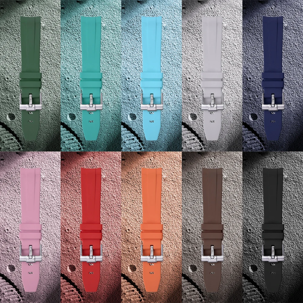 Curved End TPU Silicone Watch Strap Replacement For Moon Watch 20mm