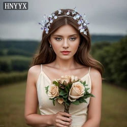 HNYYX Luxury Sparkling Rhinestone Hair Accessories Ab Flower Fashion Headband Gorgeous Beaded Bridal Headpiece Head Hoop A184