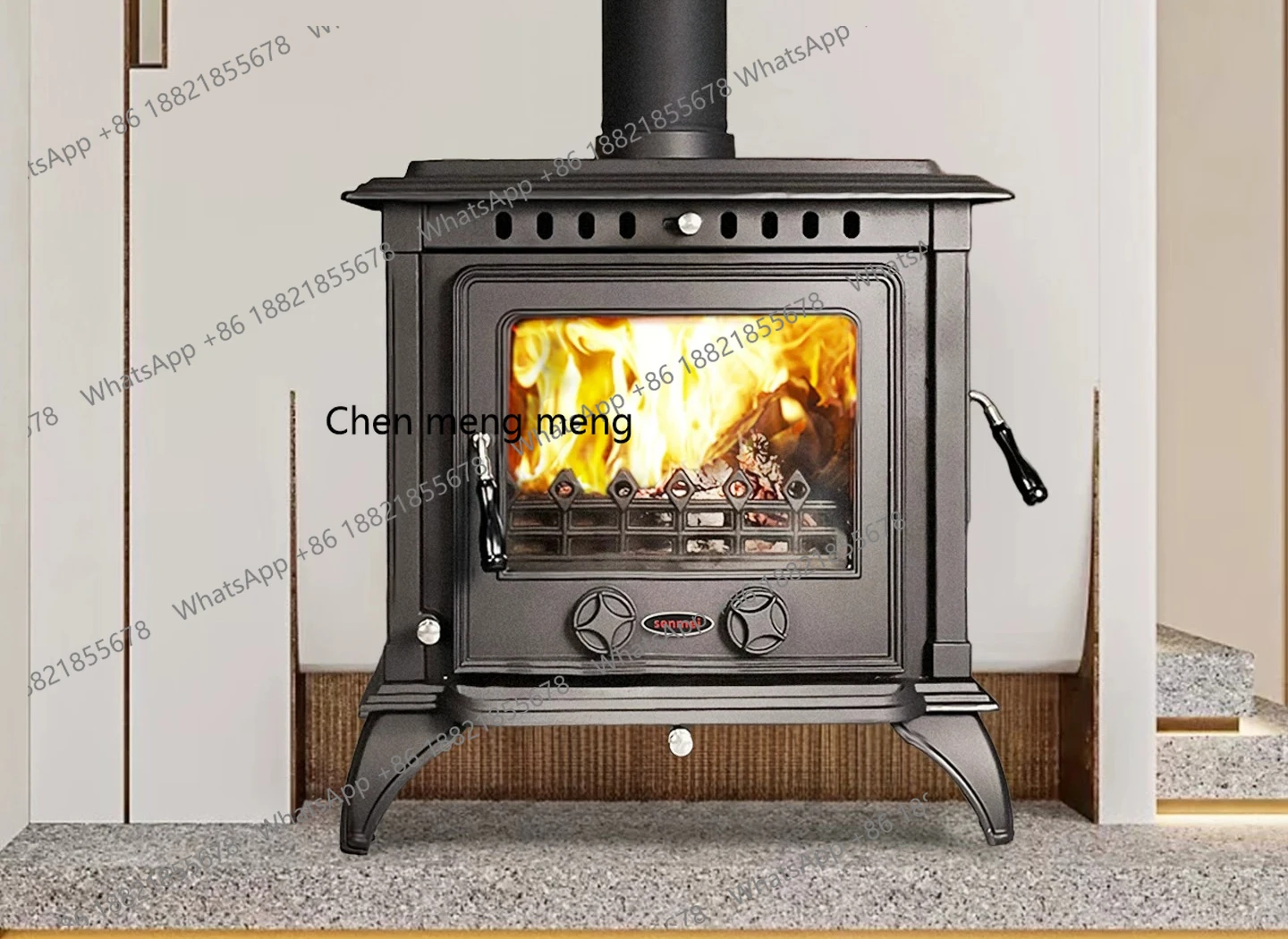 European cast iron real fire fireplace burning wood firewood indoor villa heating, classic ZRT2