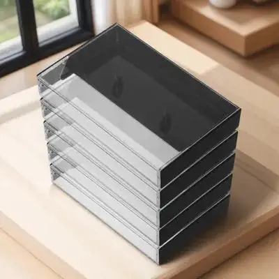 

6pcs Retro Cassette Tape Holder Black Storage Cases Organizer Dustproof Vinyl Record Rack Small Item Display Box