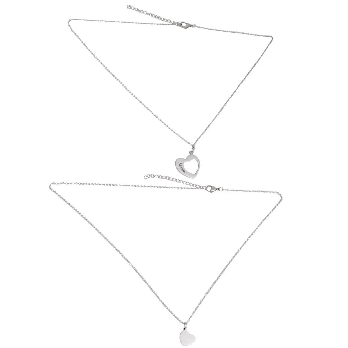 2Pcs Heart Shape Pendant Necklace Stainless Steel Durable Lightweight English Sentence Design Perfect Gift for Daughter Women