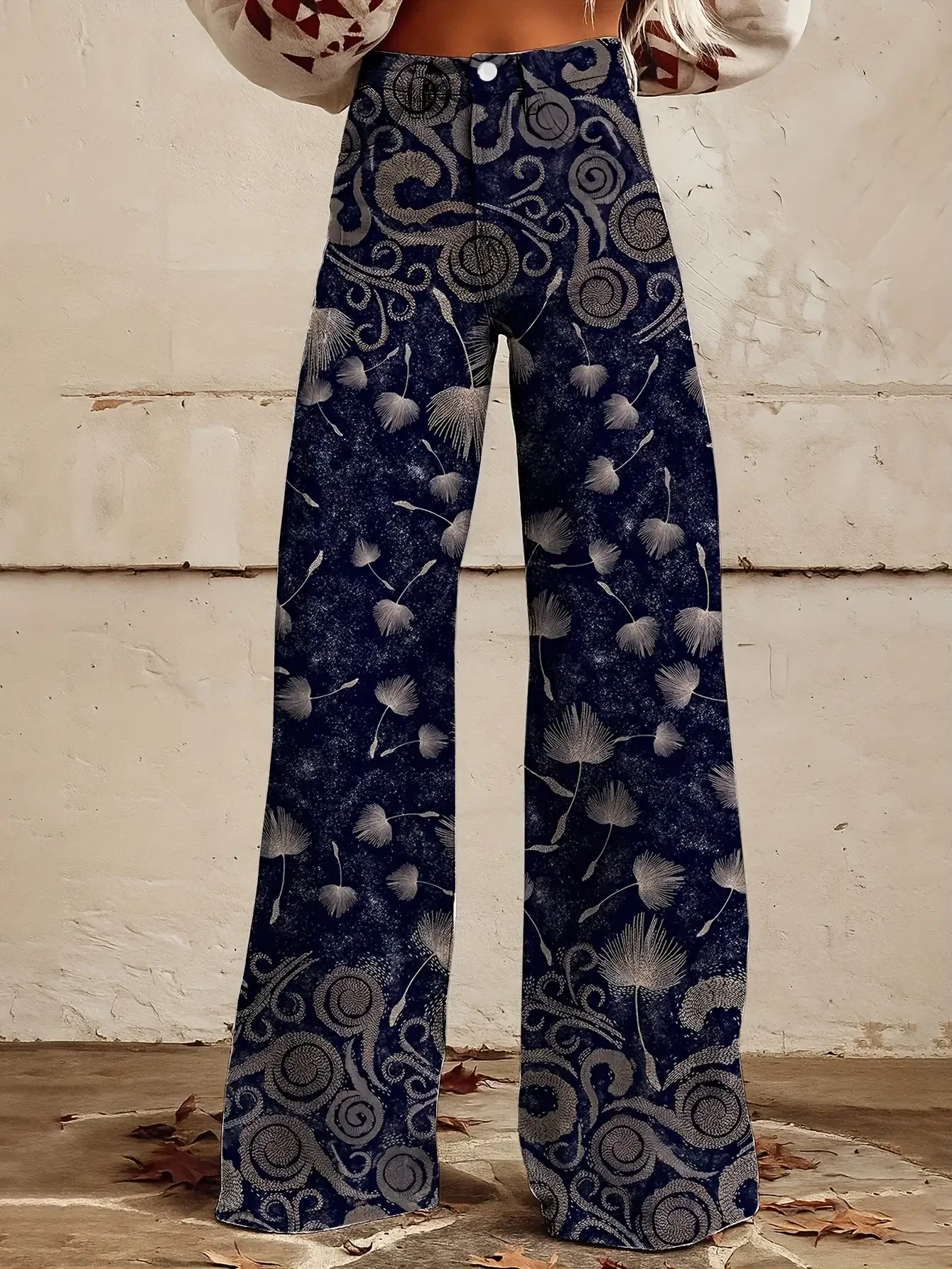 2026Women's slim fit wide leg flared pants, Machine Washable Retro Western Style Four Seasons Pants