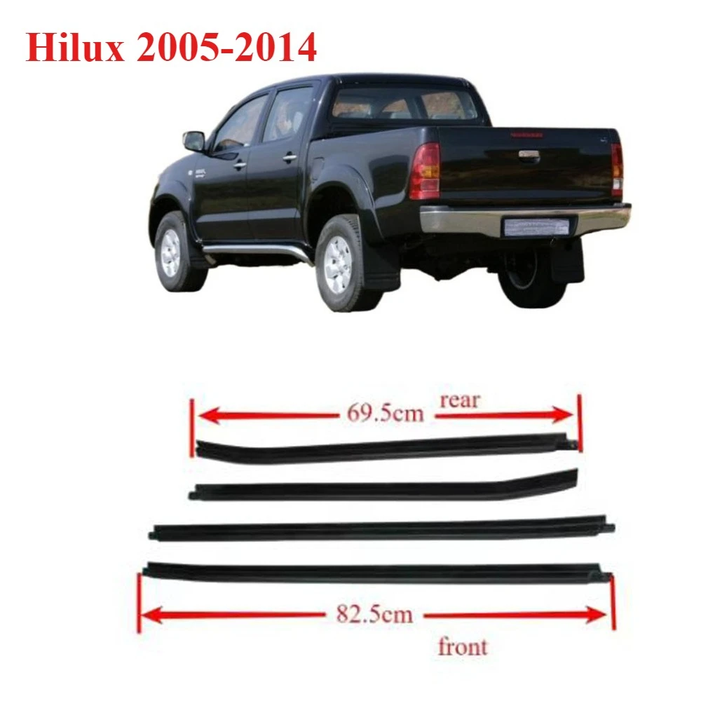 

4 Pcs 68161-0K010 Outside Windows Glass Rubber for Toyota Hilux 2005-2014 Glass Protector WeatherStrip Glass Outer Laminate