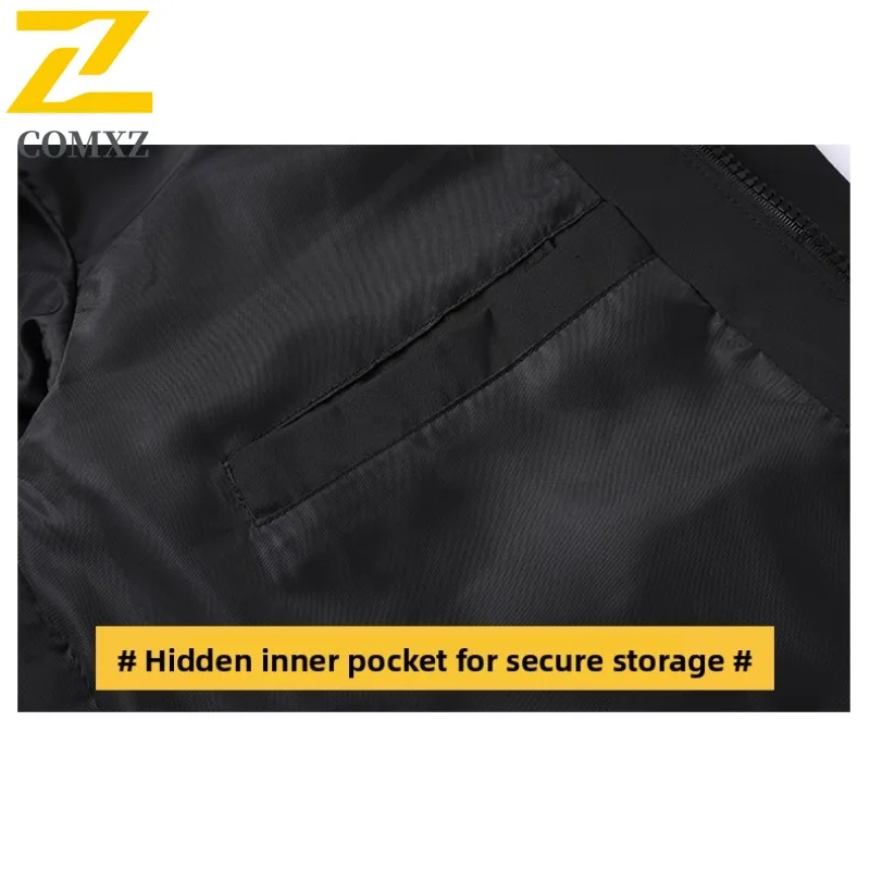 COMXZ الفاخرة الحشو القطن وسادة مبطنة يندبروف بلون الأعمال جولف مكتب سترة طويلة السفر فضفاض الرجال الشتاء سترة