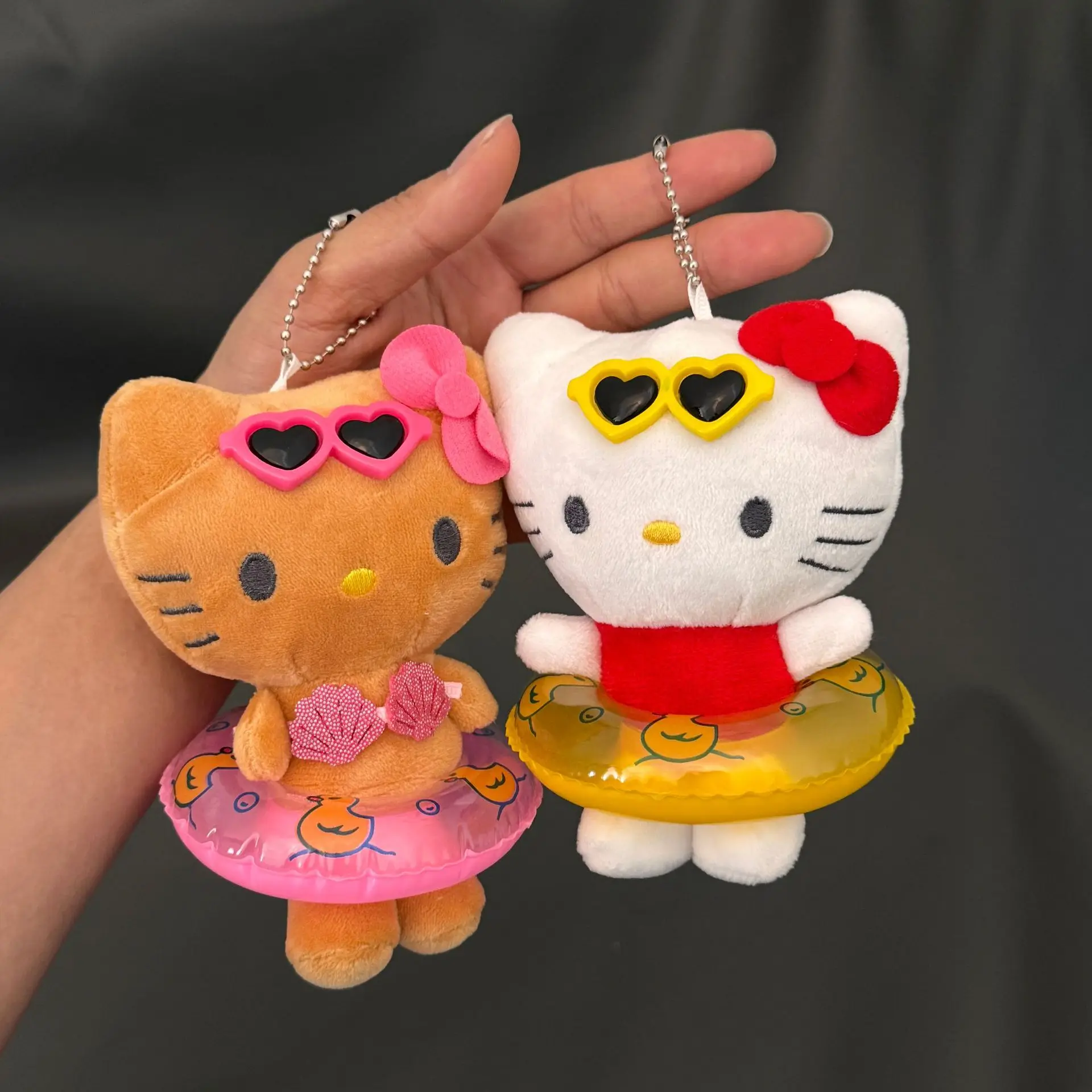 

Keyring Hawaiian Floating Plush Toy Pendant Cat-Themed Handbag Accessory Fashionable Cat Ear Design