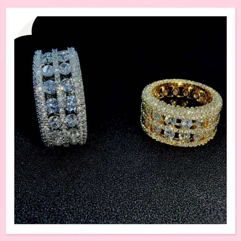 

Медное кольцо с цирконами и бриллиантами, в стиле хип-хоп, унисекс, популярное украшение для электронной коммерции