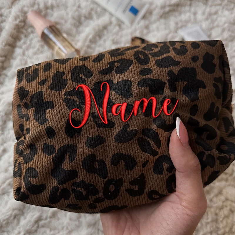 Custom Leopard Makeup Bag Embroidered, Animal Print Bag, Leopard Bag, Cheetah Print, Cheetah Bag