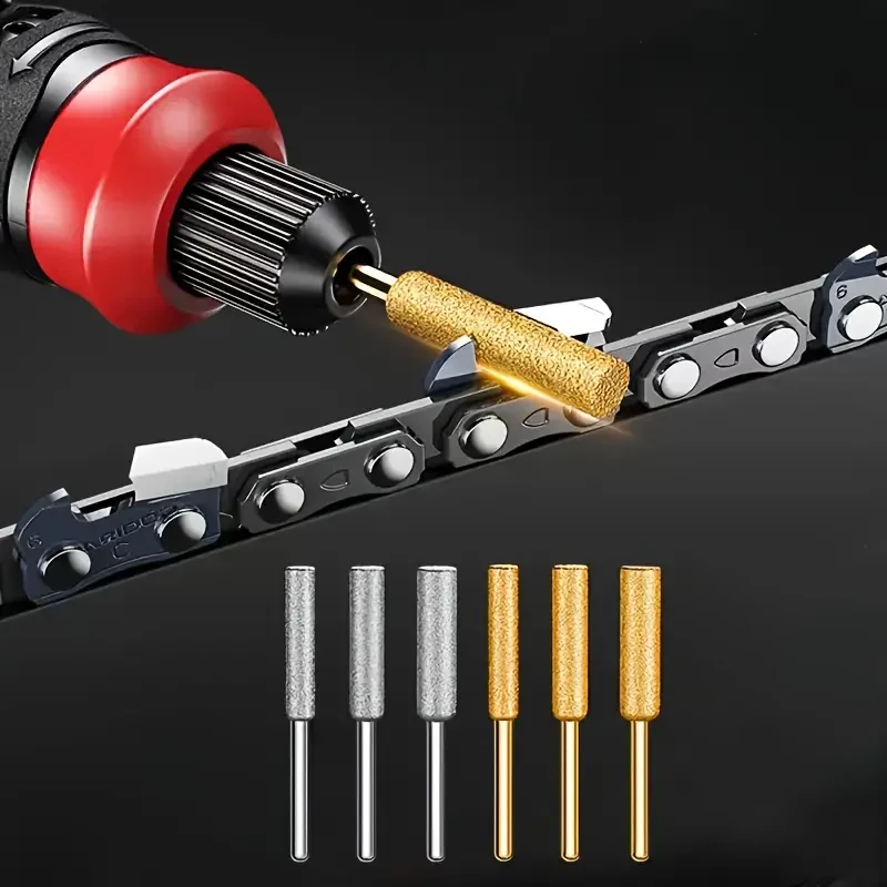 12PCS Diamond Chainsaw Sharpener Set, Titanium Coated Corundum Sharpener Head, Rotary Tool Burr Stone File for Chainsaw, Jade, G